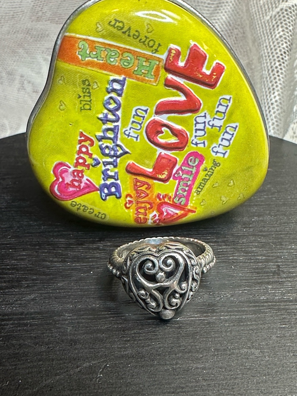 Brighton ring silver Bibi heart with mini tin 8